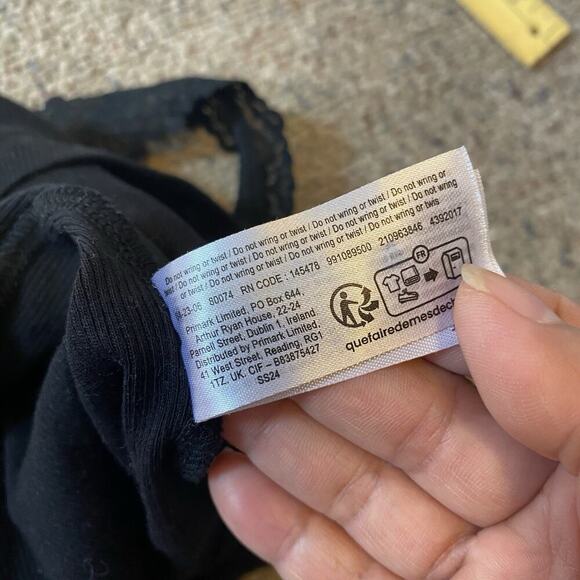 Primark Cami TankTop Black Lace Trim Women L Stretch Ripped Goth - Picture 5 of 8